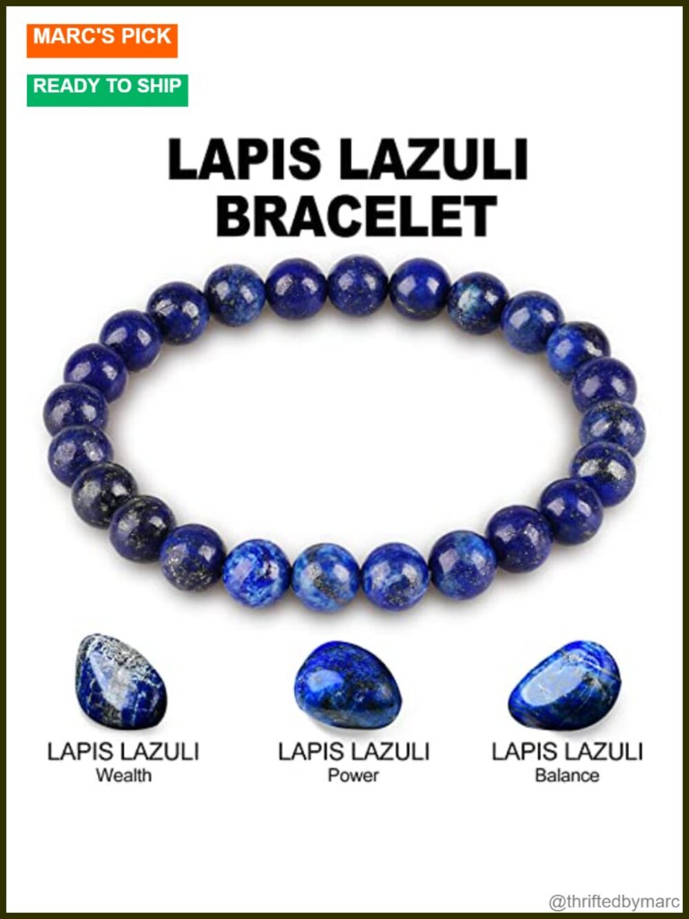 Handmade Lapis Lazuli Beaded Bracelet Chakra Crystal Gemstone Healing - Picture 4 of 5